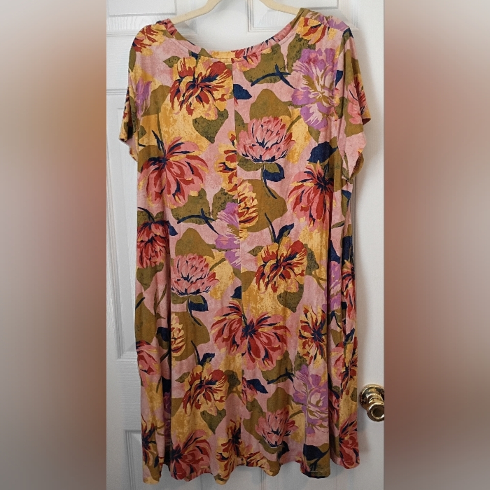 Terra & Sky Multicolor Floral Swing Dress - Picture 4 of 4